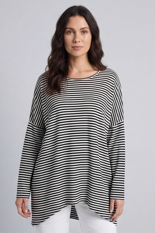 Avril Stripe Slouch Top Black - Image 5