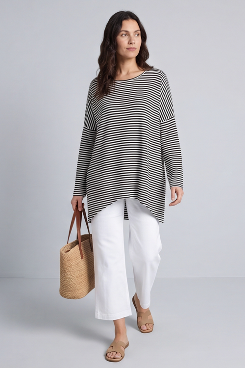 Avril Stripe Slouch Top Black - Image 4