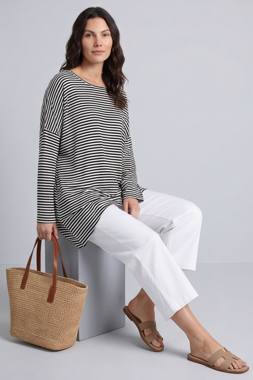 Avril Stripe Slouch Top Black - Image 2