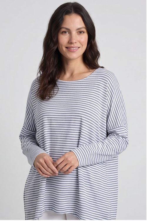 Avril Stripe Slouch Top Navy - Image 2