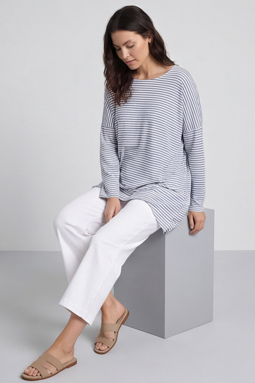 Avril Stripe Slouch Top Navy - Image 4