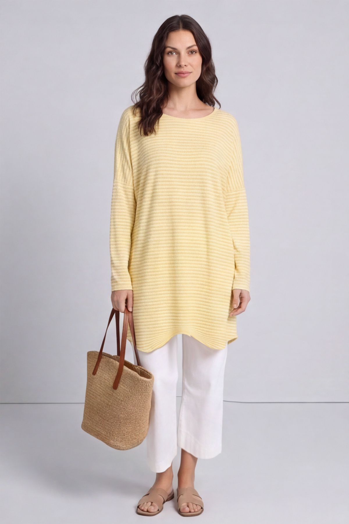 Avril Stripe Slouch Top Yellow