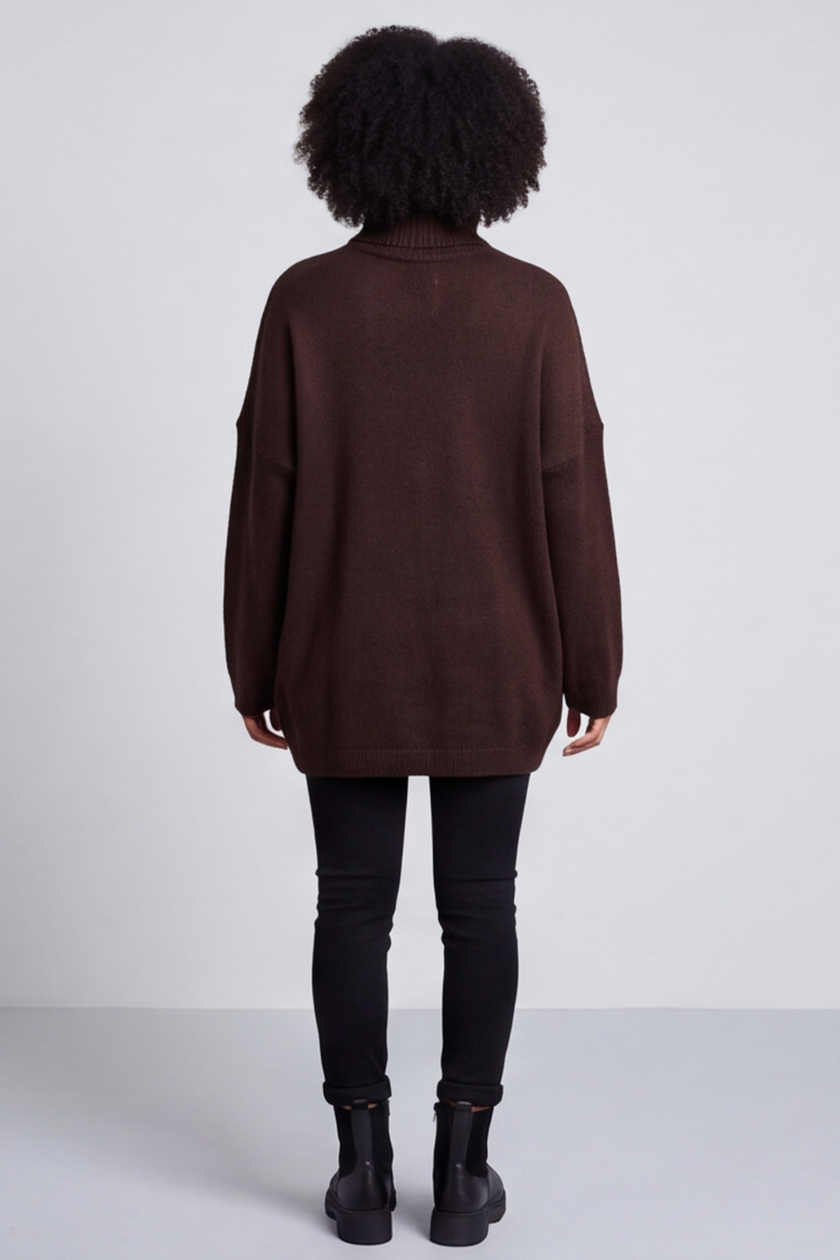 Azura Heart Polo Neck Jumper Cocoa