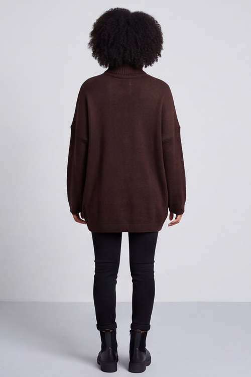 Azura Heart Polo Neck Jumper Cocoa - Image 4