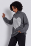 Azura Heart Polo Neck Jumper Mid Grey