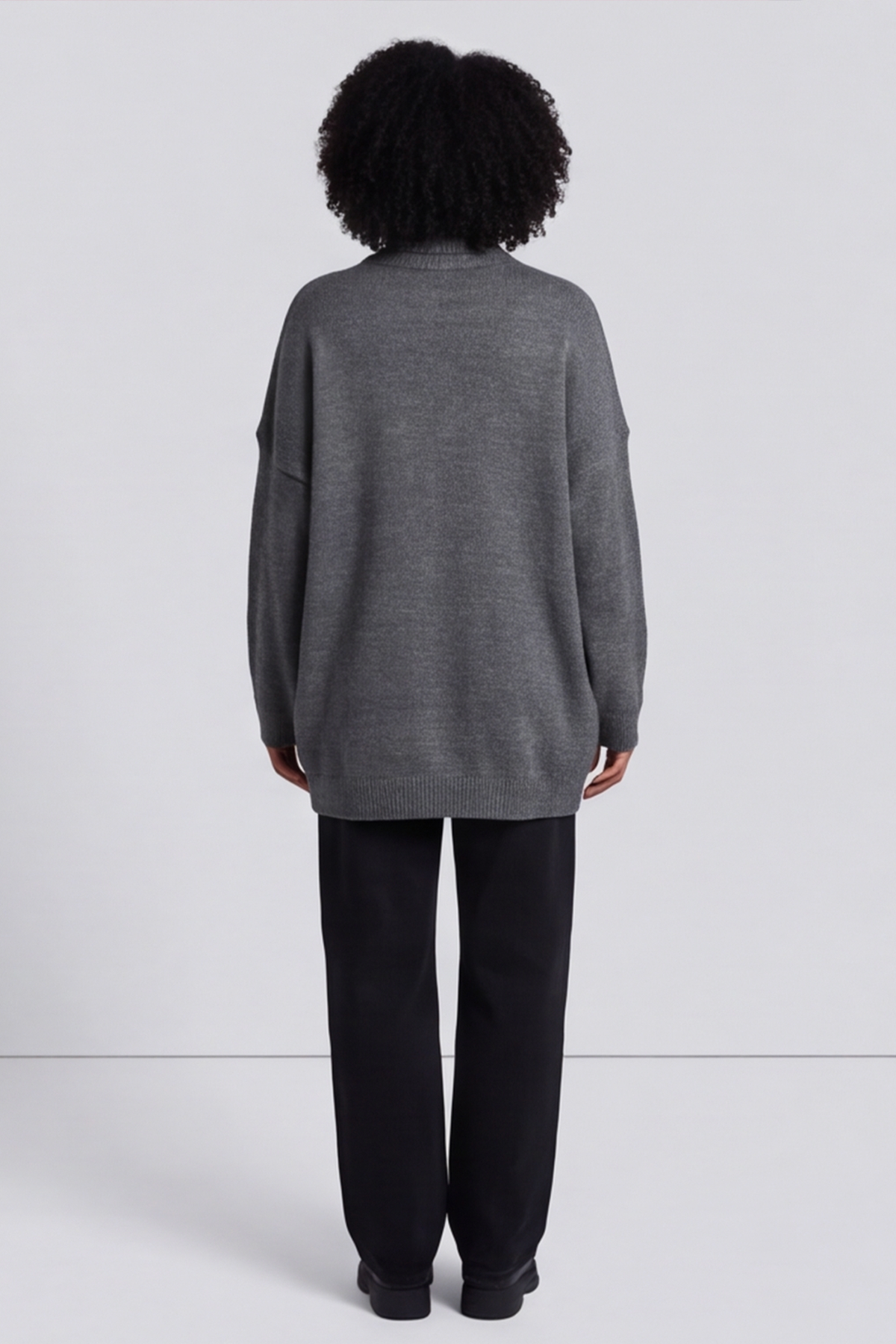 Azura Heart Polo Neck Jumper Mid Grey