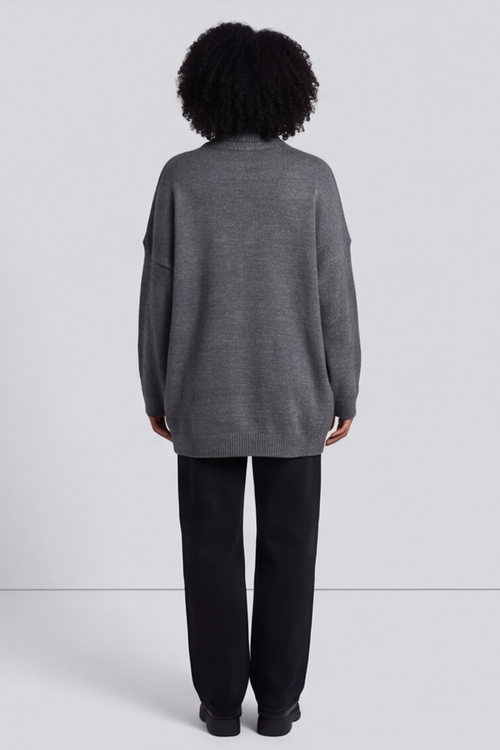 Azura Heart Polo Neck Jumper Mid Grey - Image 4