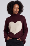Azura Heart Polo Neck Jumper Wine
