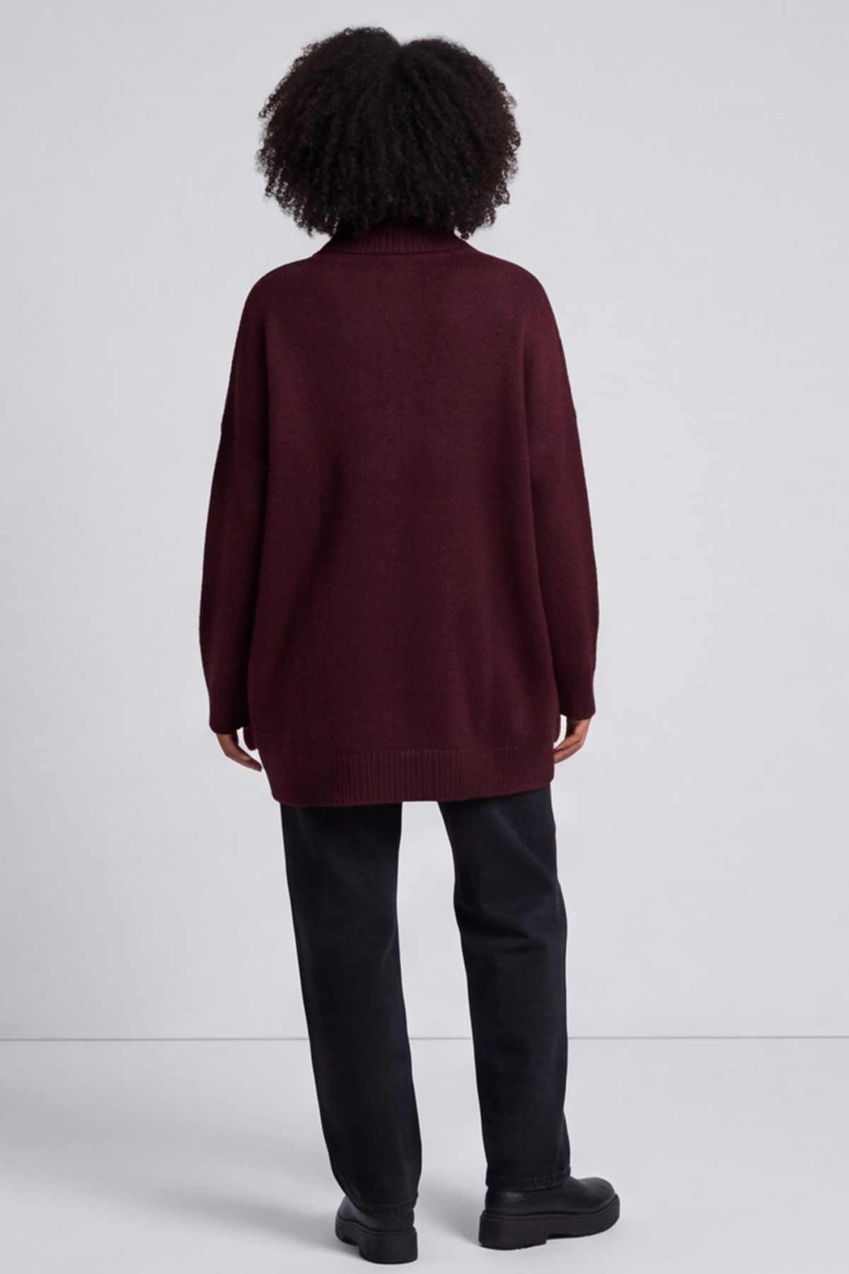 Azura Heart Polo Neck Jumper Wine
