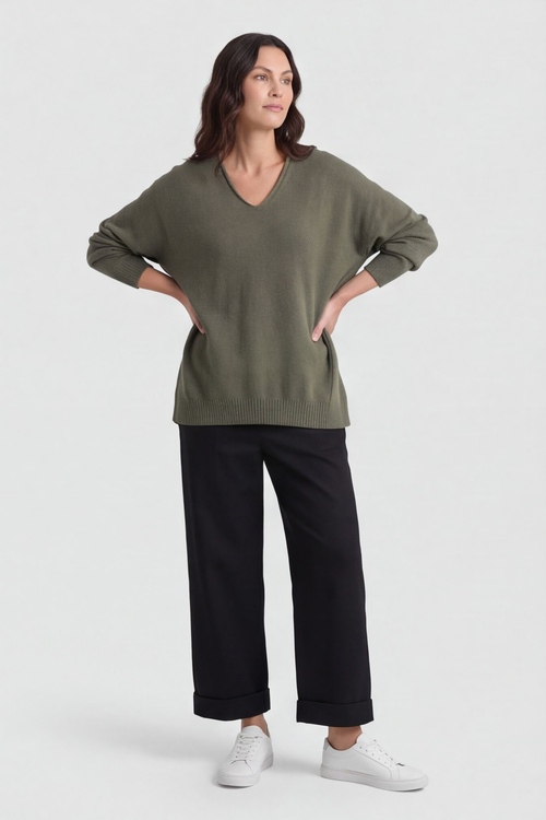 Madelyn Khaki Knitted Jumper - Image 3