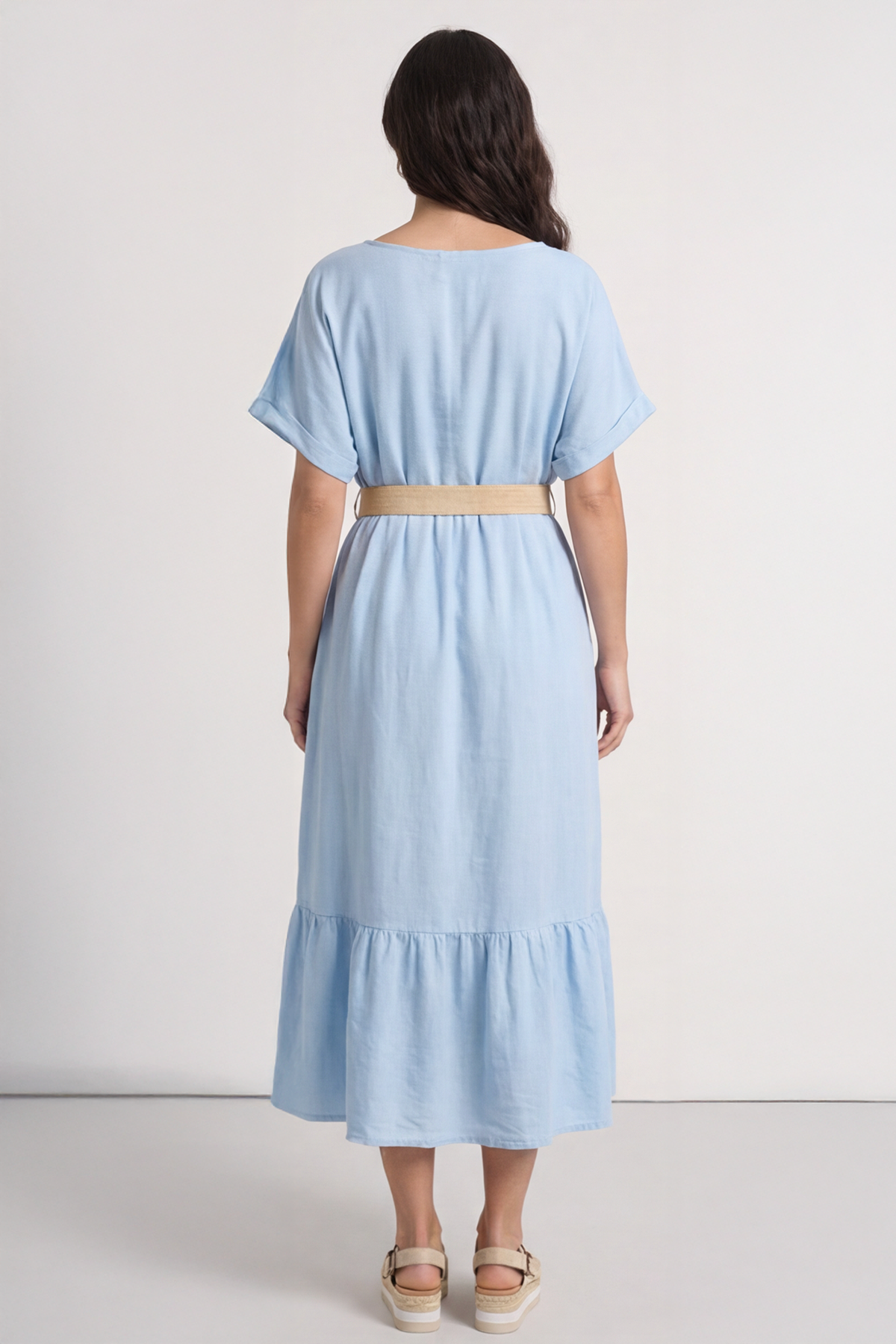 Bernice Belt Detail Denim Dress Light Denim