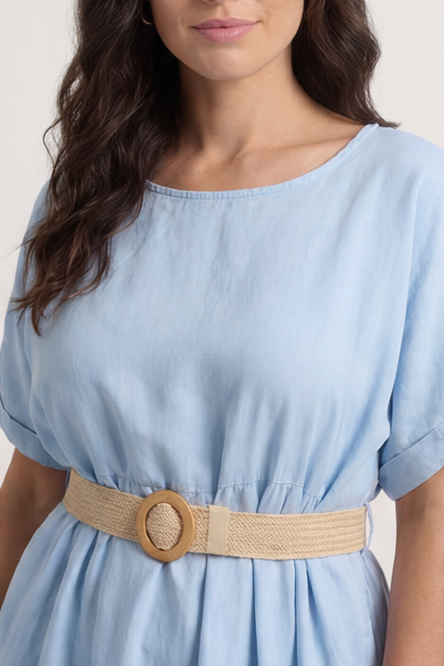 Bernice Belt Detail Denim Dress Light Denim - Image 5