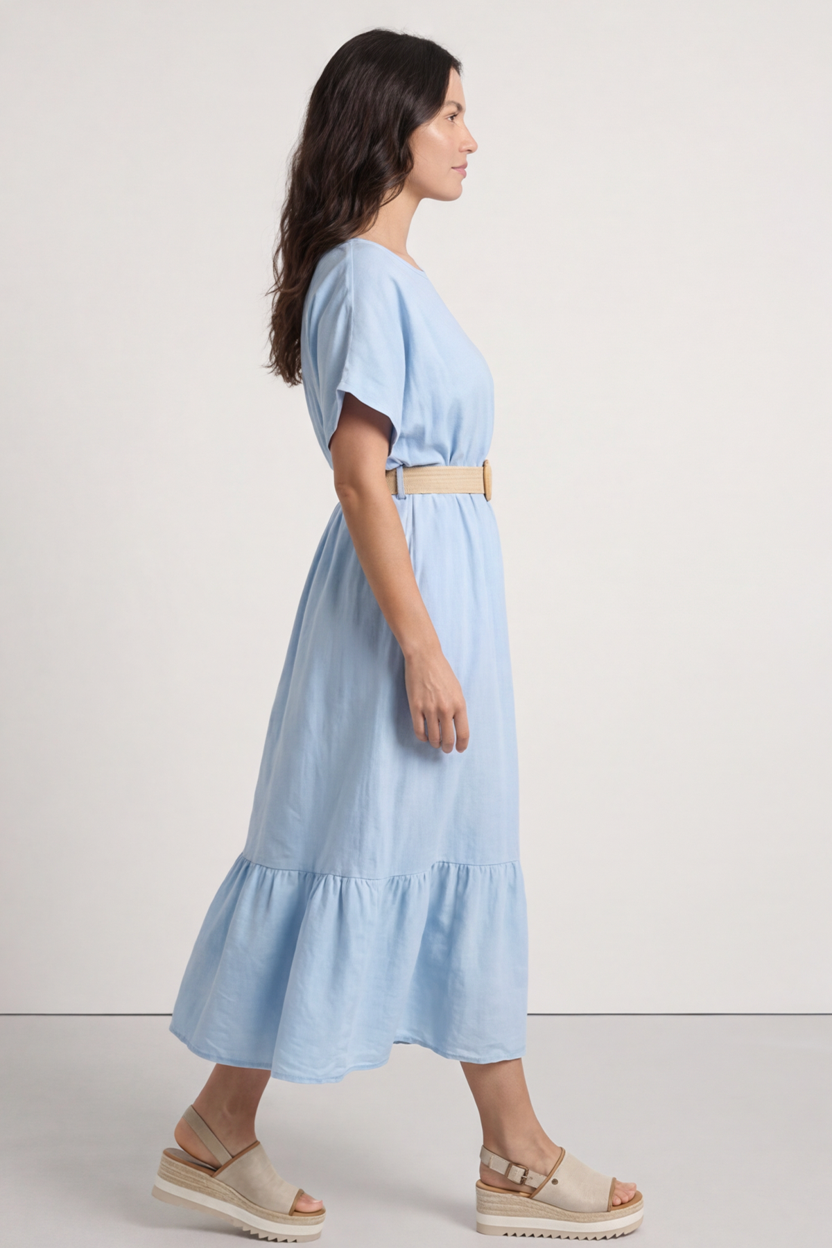 Bernice Belt Detail Denim Dress Light Denim