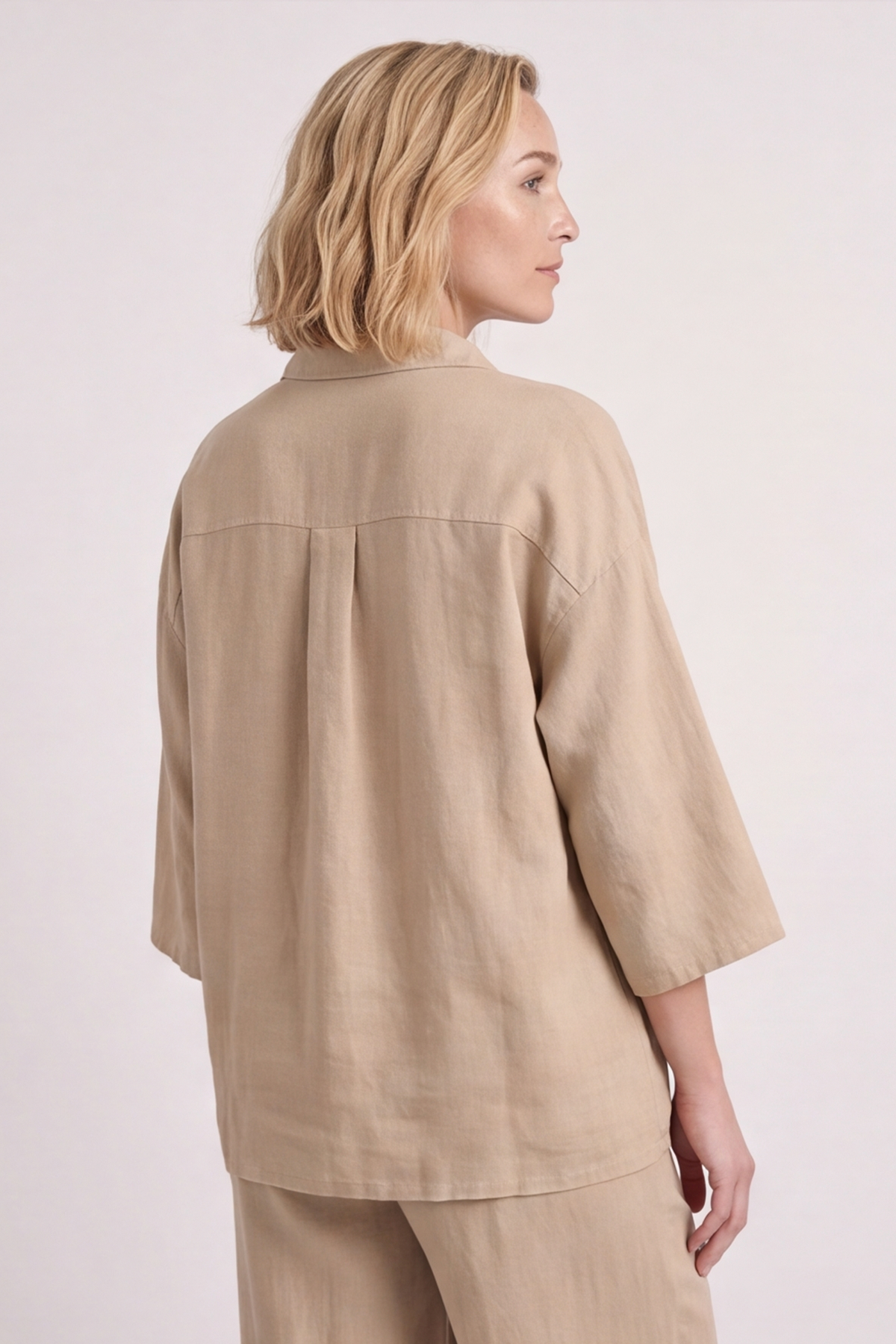 Aura Button Mocha Linen Top