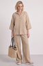 Aura Button Mocha Linen Top