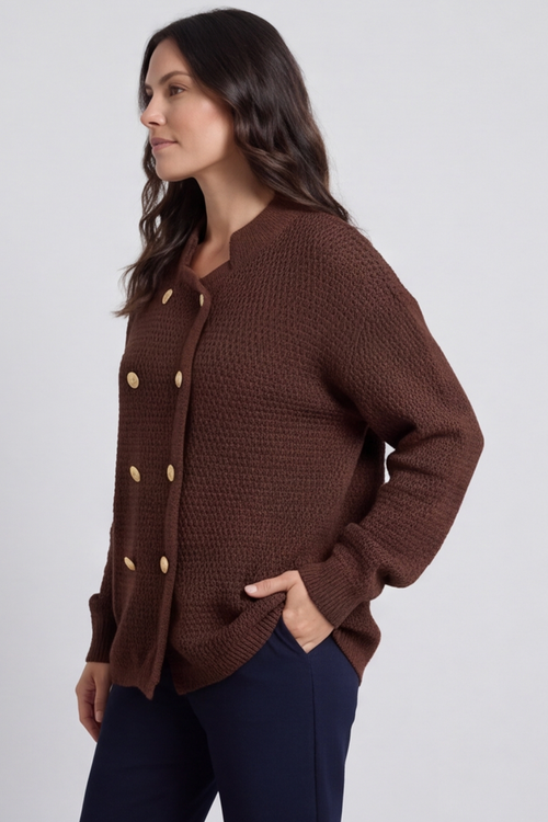 Belinda Knitted Cardigan Cocoa - Image 2