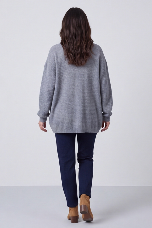 Belinda Knitted Cardigan Mid Grey - Image 3