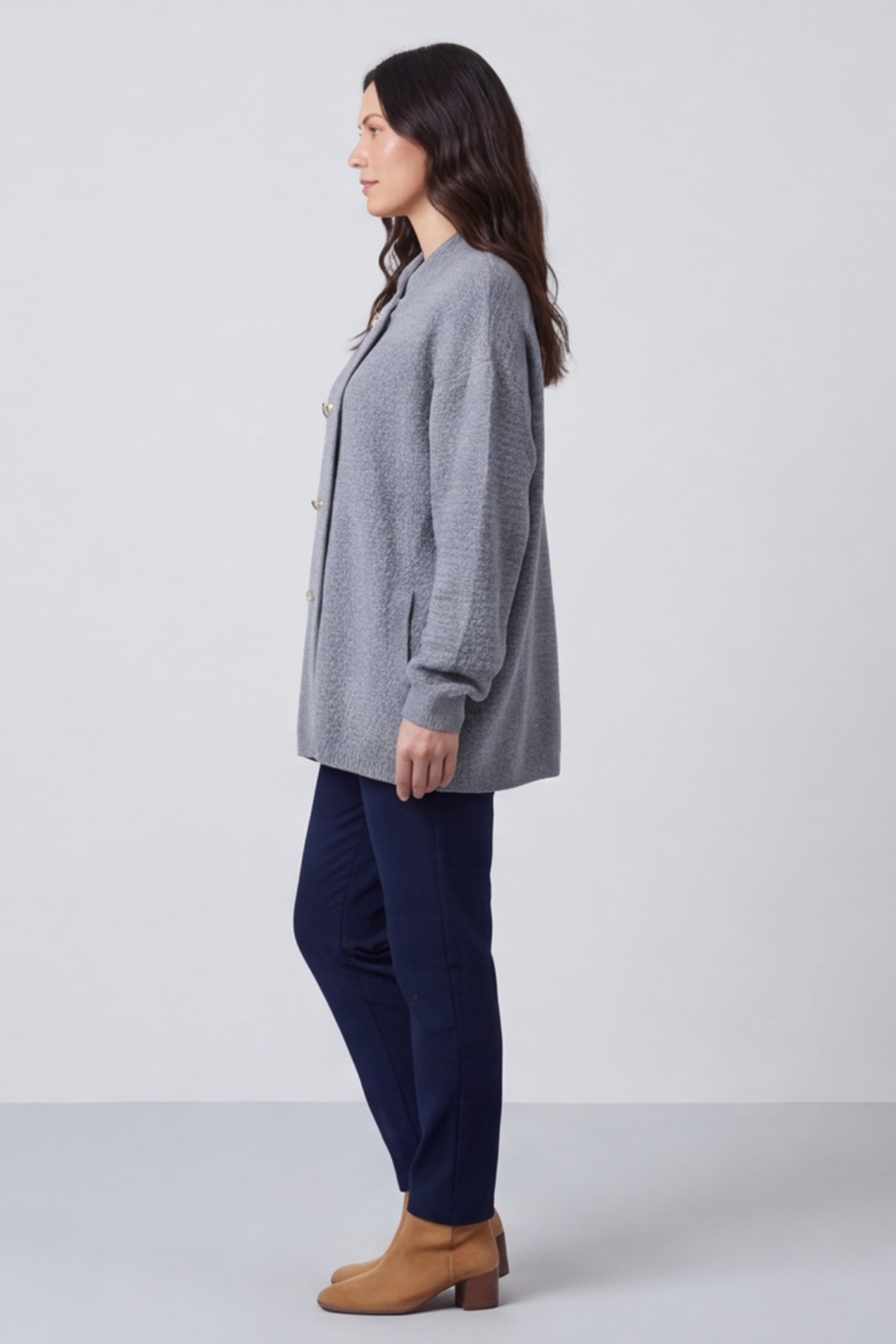 Belinda Knitted Cardigan Mid Grey