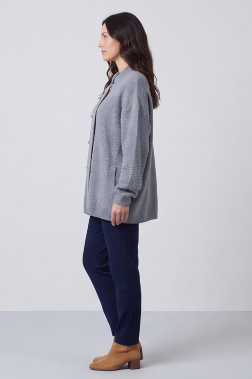 Belinda Knitted Cardigan Mid Grey - Image 4