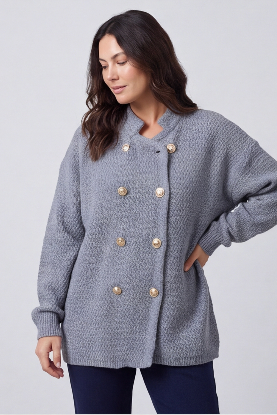Belinda Knitted Cardigan Mid Grey