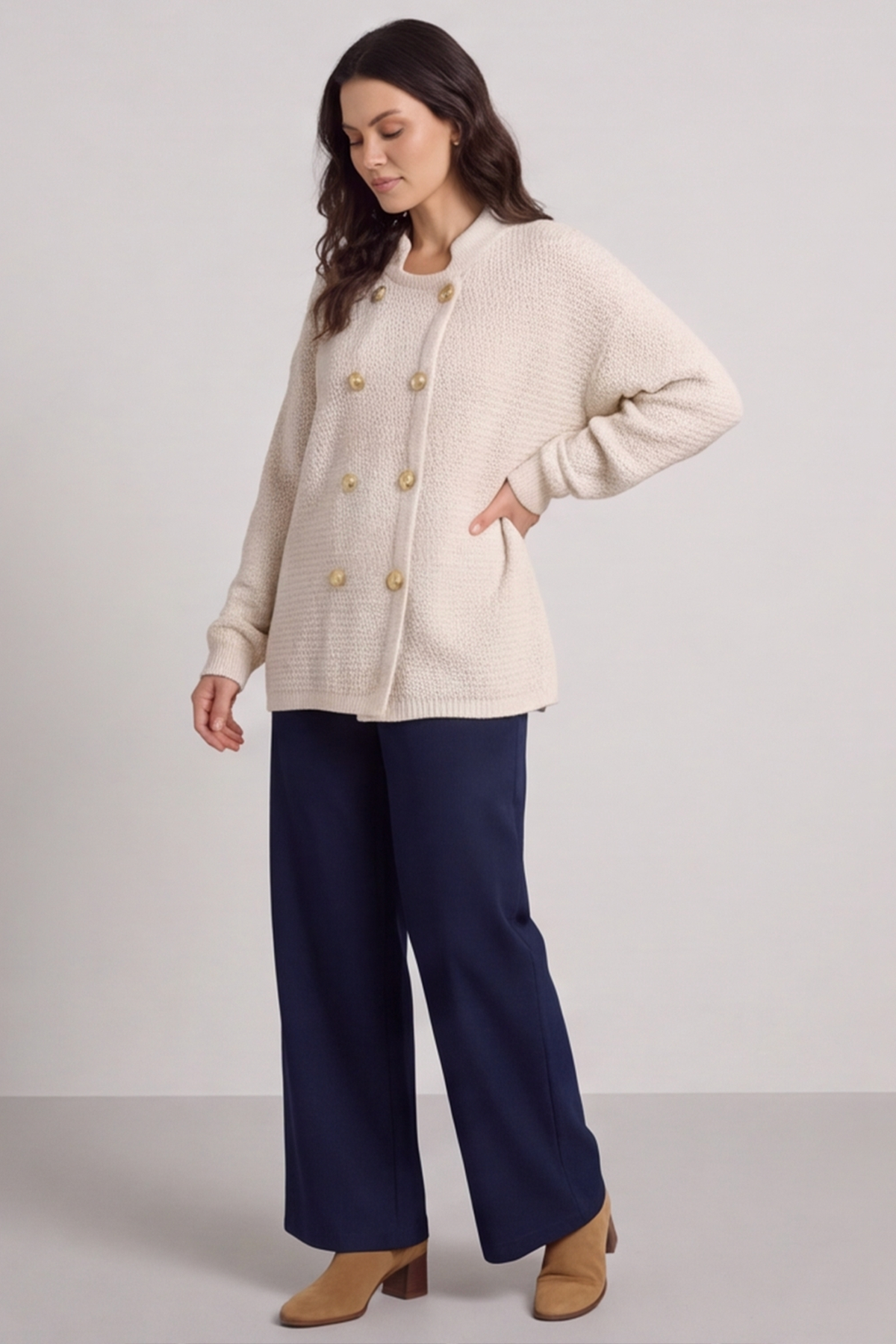 Belinda Knitted Cardigan Stone