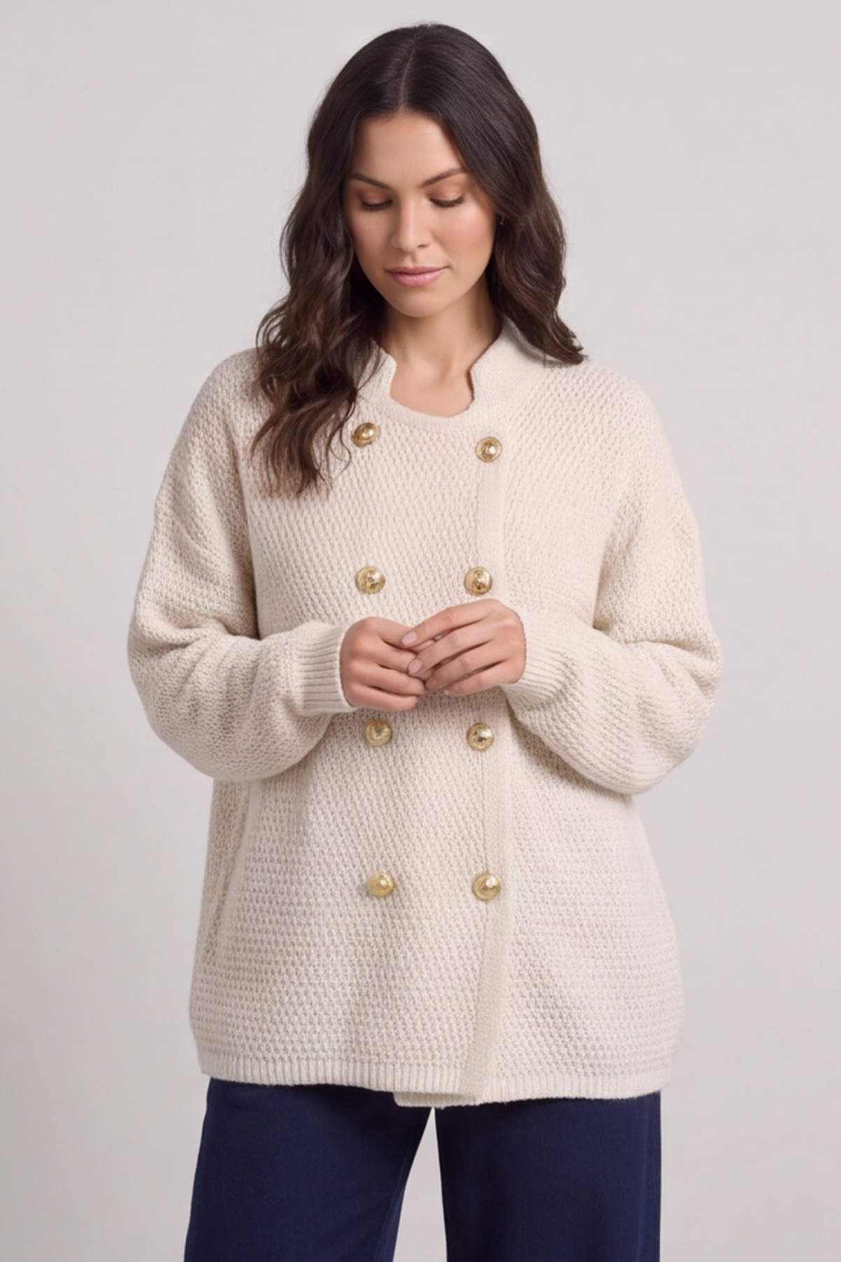 Belinda Knitted Cardigan Stone