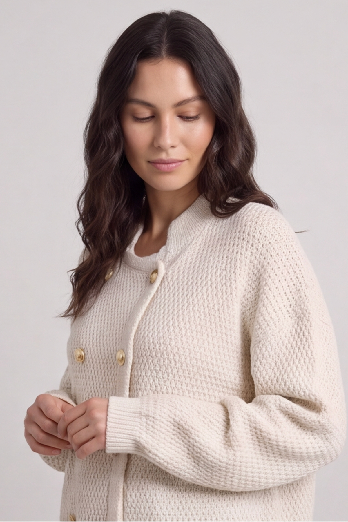 Belinda Knitted Cardigan Stone