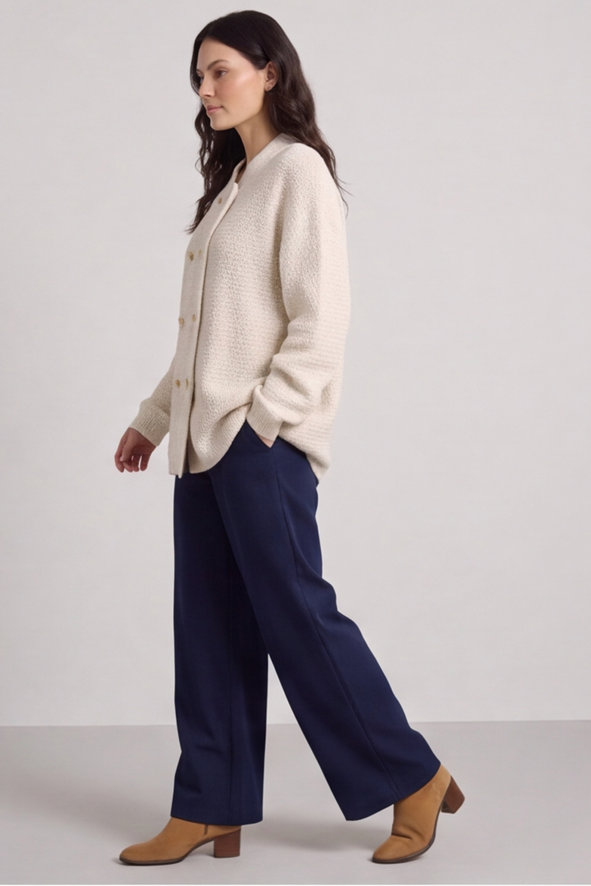 Belinda Knitted Cardigan Stone