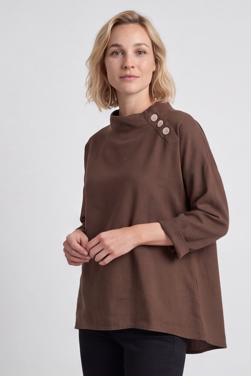 Bradley Linen Top Cocoa - Image 1
