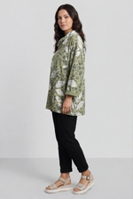 Beryl Print Cowl Neck Cotton Top Green Green - Beryl Print Cowl Neck Cotton Top Green