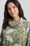 Beryl Print Cowl Neck Cotton Top Green