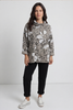 Beryl Print Cowl Neck Cotton Top Mocha