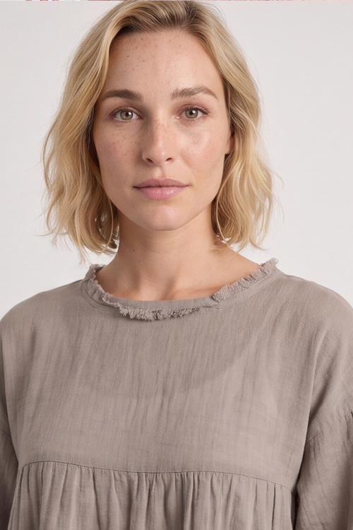 Bingham Tiered Cotton Top Mocha - Image 3