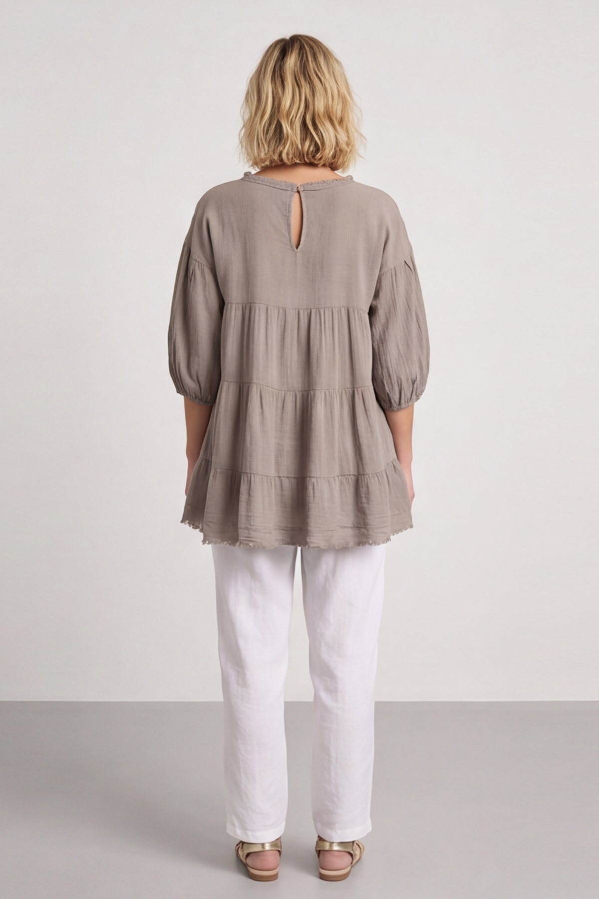 Bingham Tiered Cotton Top Mocha