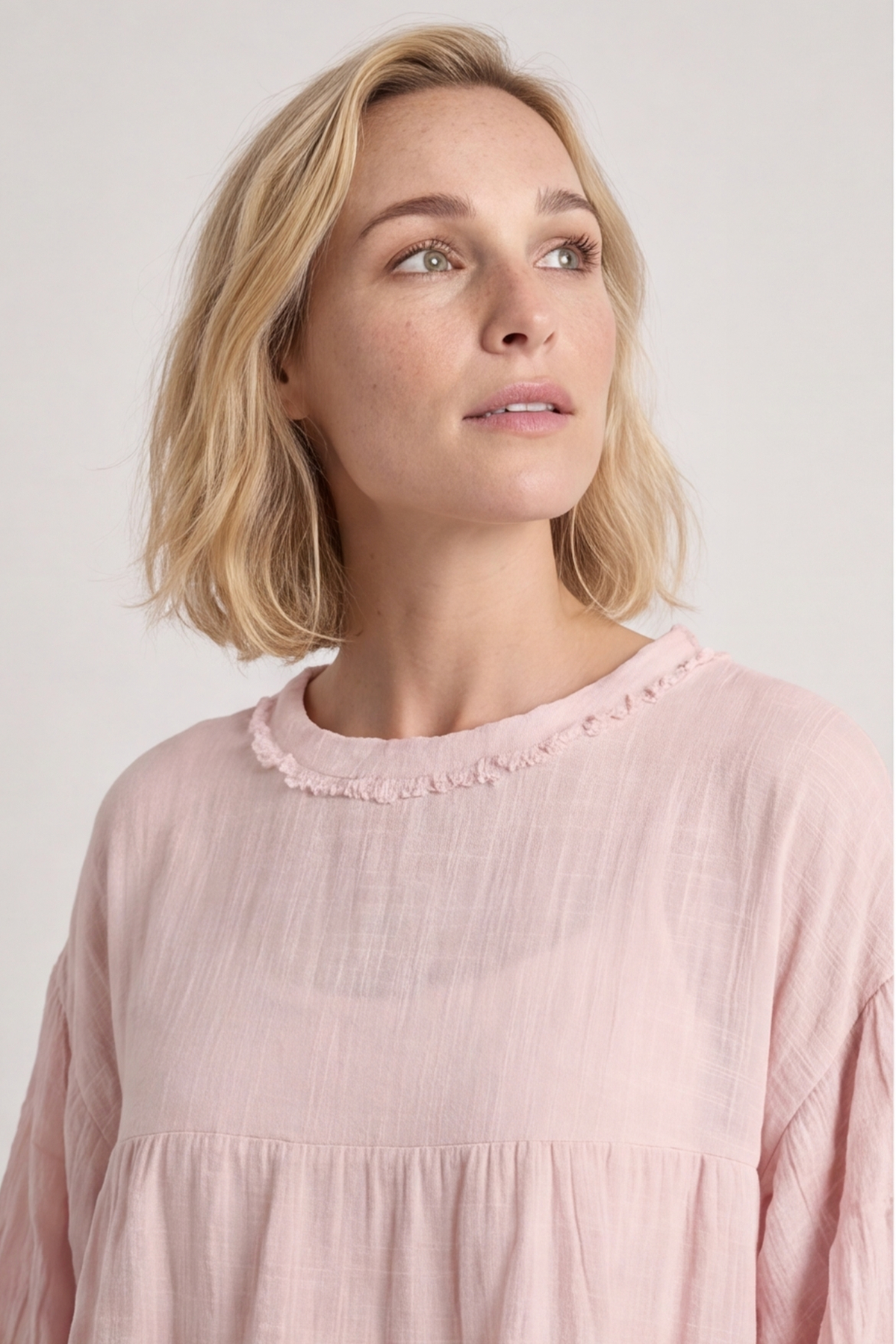 Bingham Tiered Cotton Top Pink