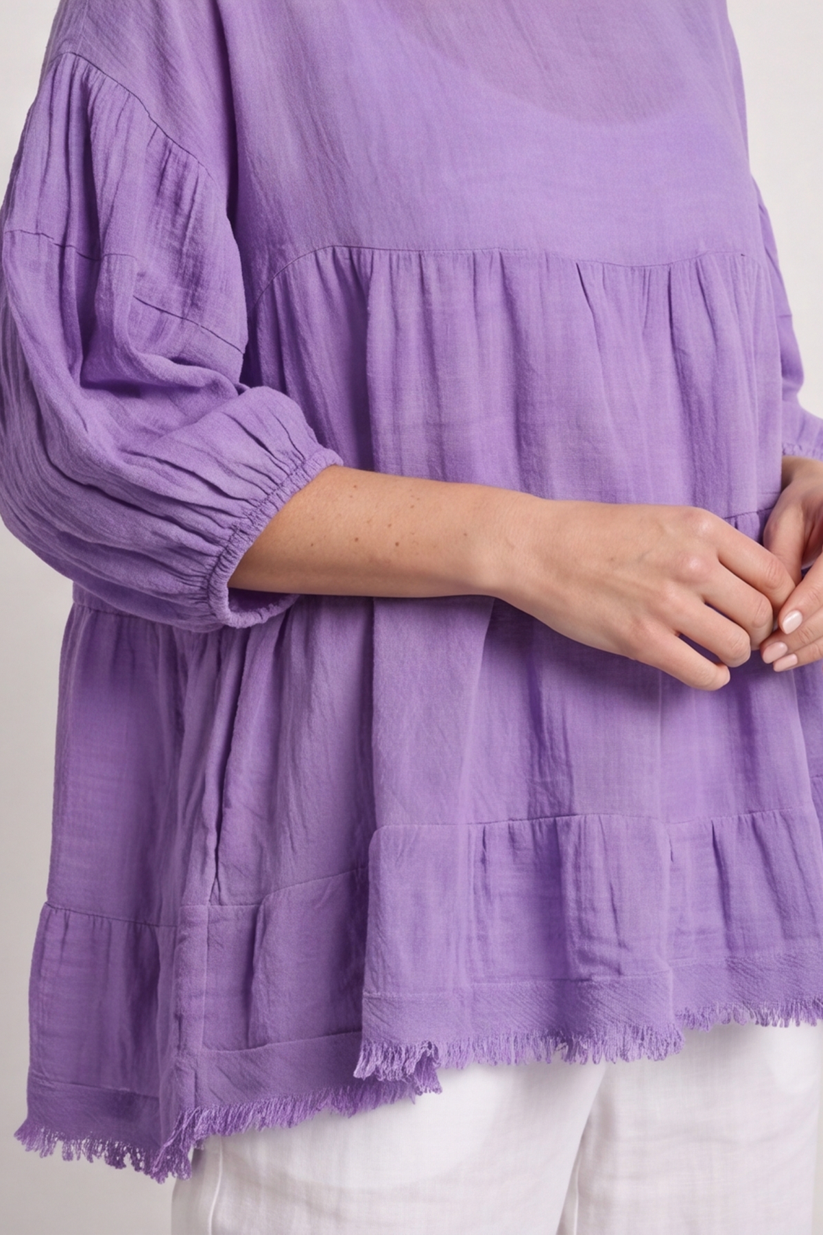 Bingham Tiered Cotton Top Purple