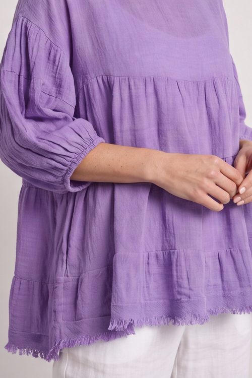 Bingham Tiered Cotton Top Purple - Image 5