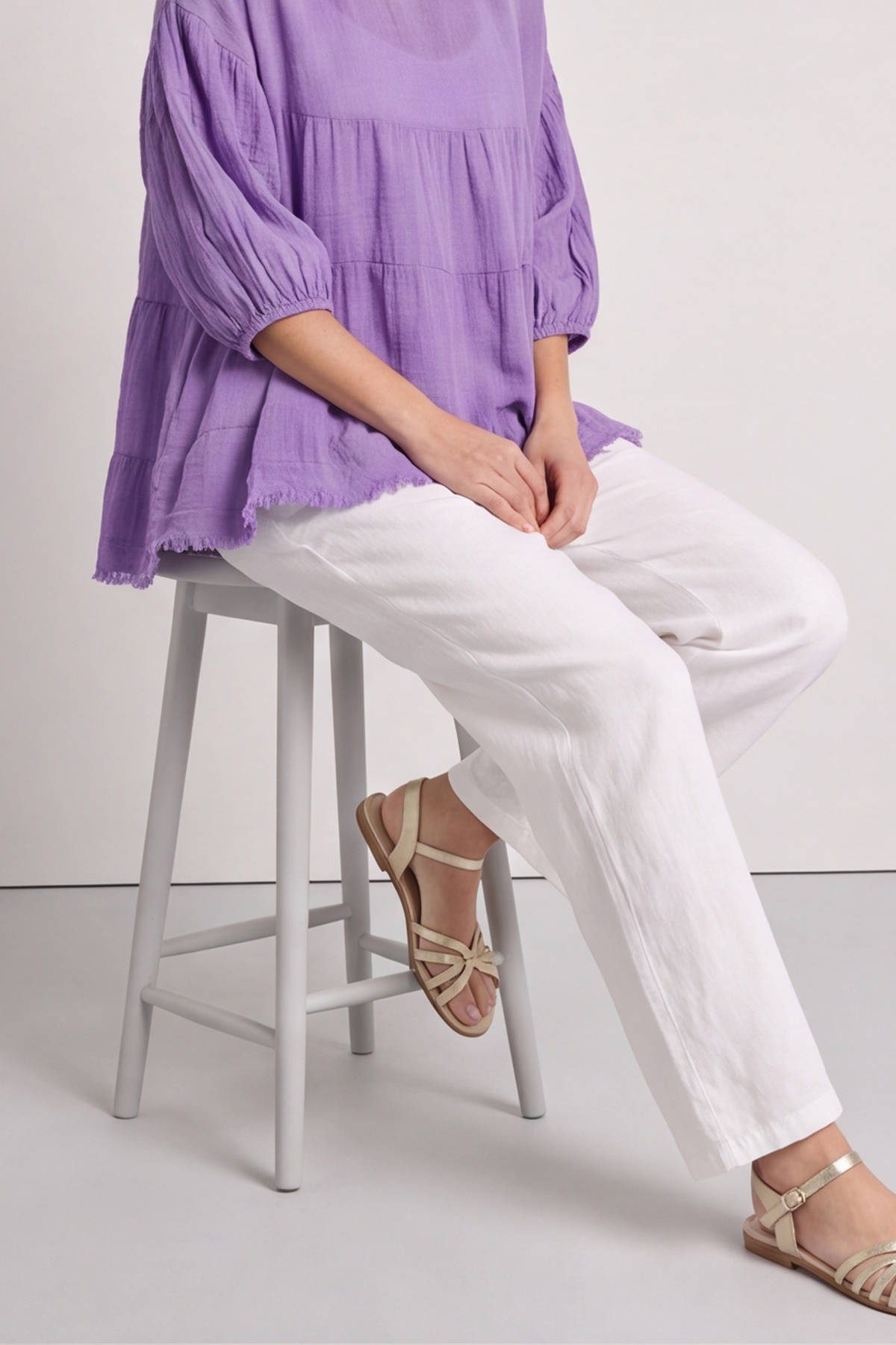 Bingham Tiered Cotton Top Purple