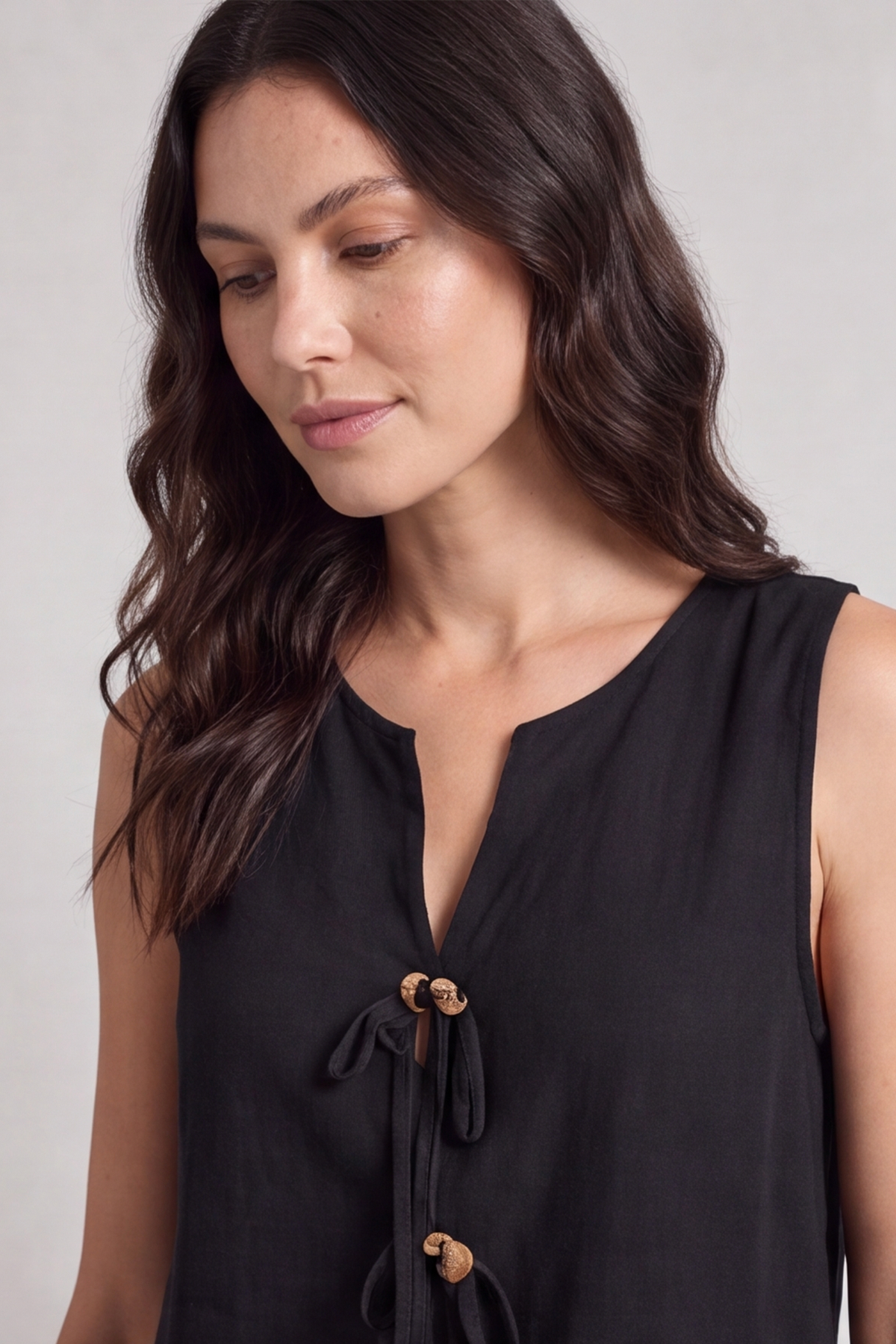 Mia Black Button Top