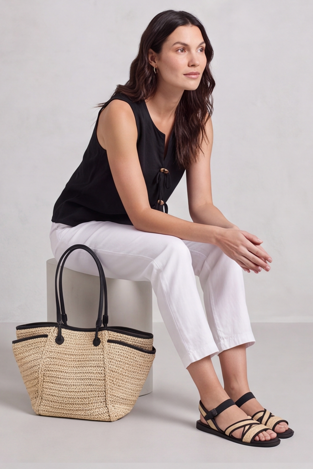 Mia Black Button Top