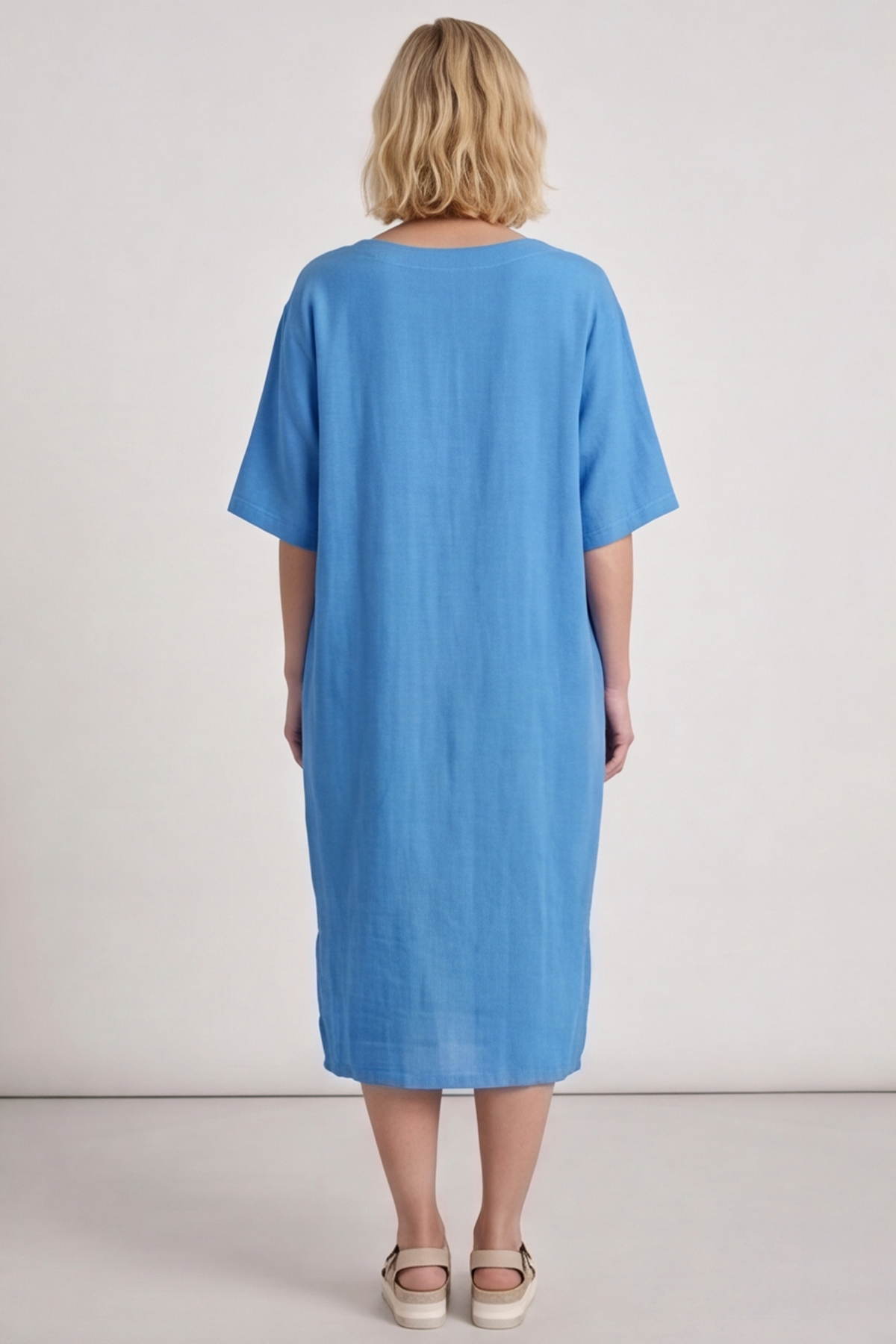 Pauline Linen 2 Piece Cardigan and Dress Set Blue