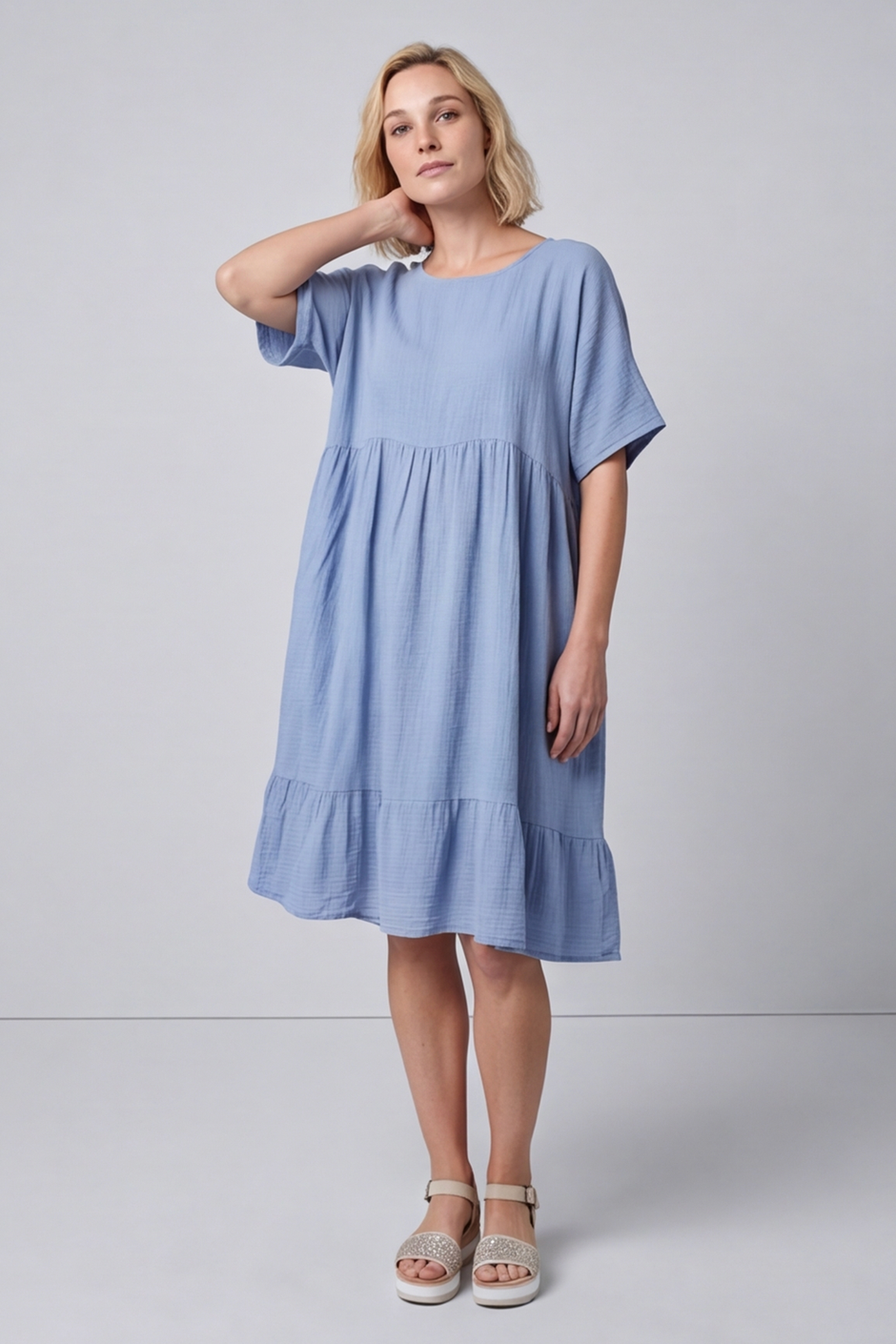 Anya Cotton Dress Powder Blue