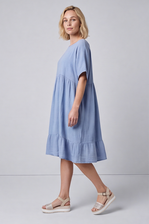 Anya Cotton Pocket Dress Powder Blue - Image 3