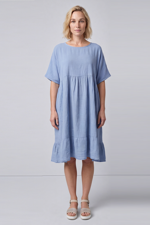 Anya Cotton Pocket Dress Powder Blue - Image 4