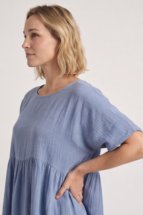 Anya Cotton Pocket Dress Powder Blue - Image 5