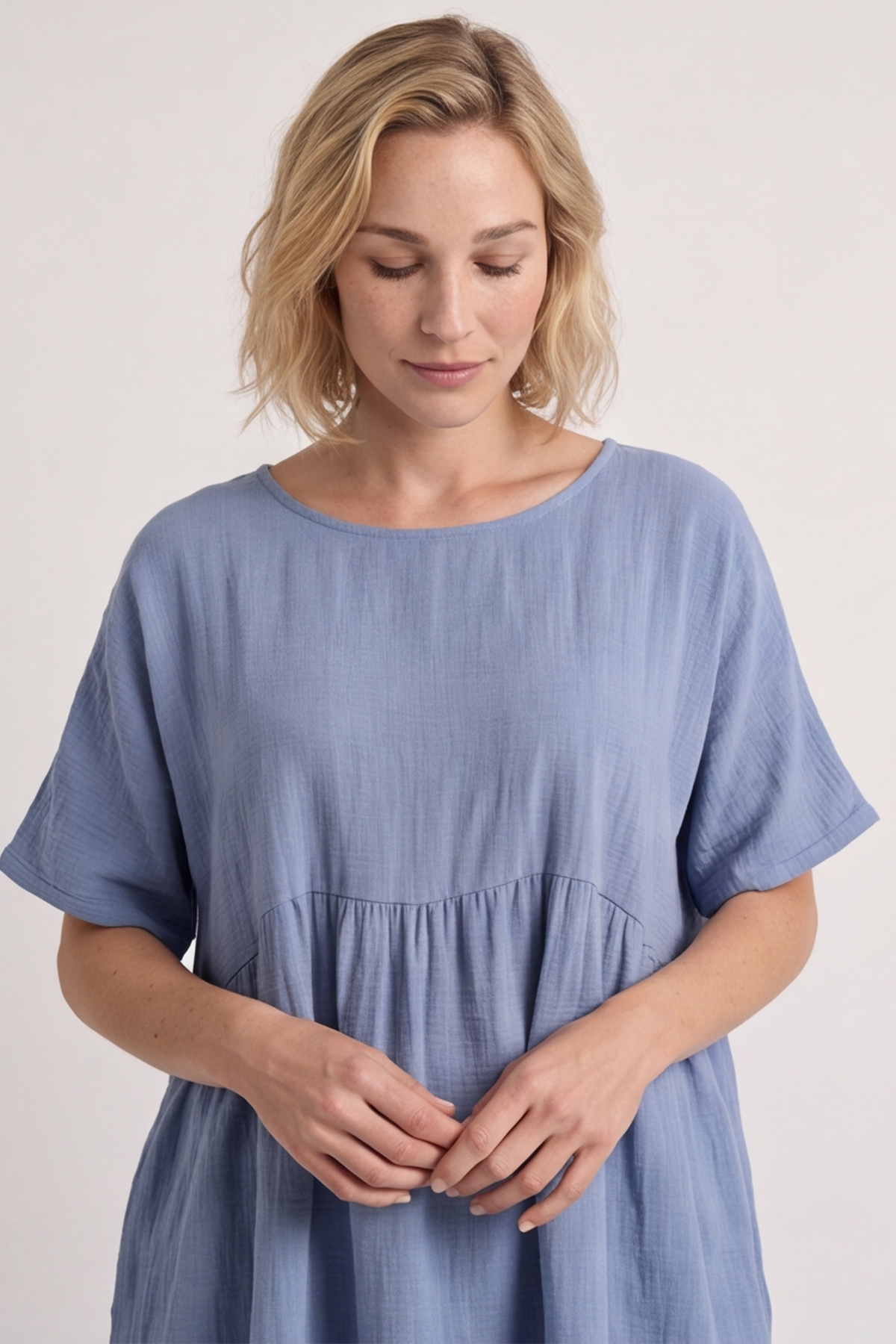Anya Cotton Pocket Dress Powder Blue