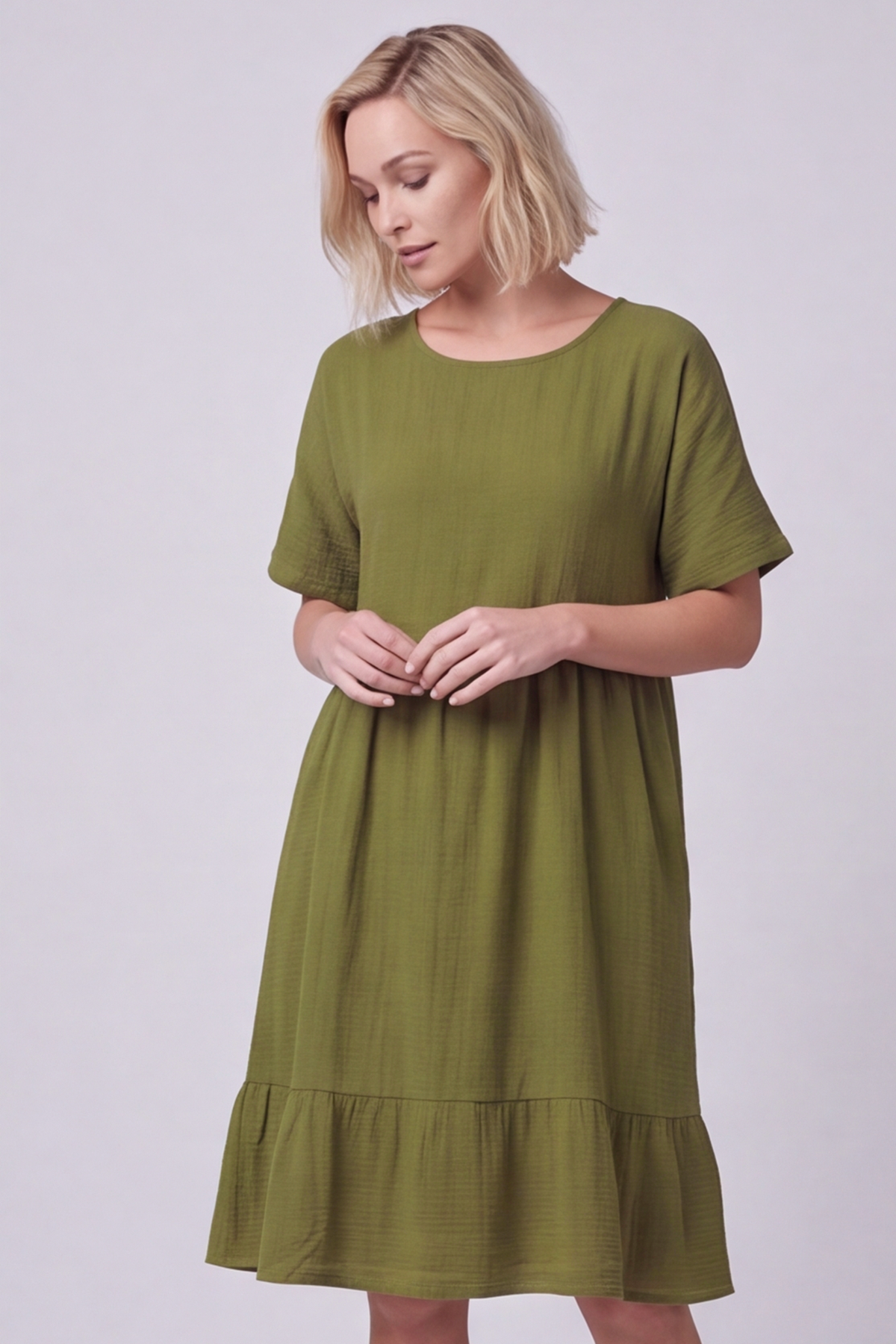 Anya Cotton Pocket Dress Olive
