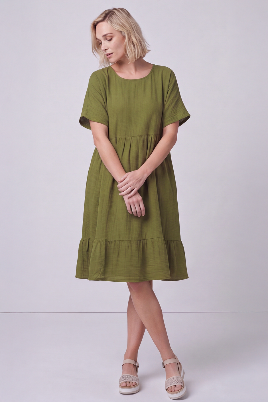 Anya Cotton Dress Olive