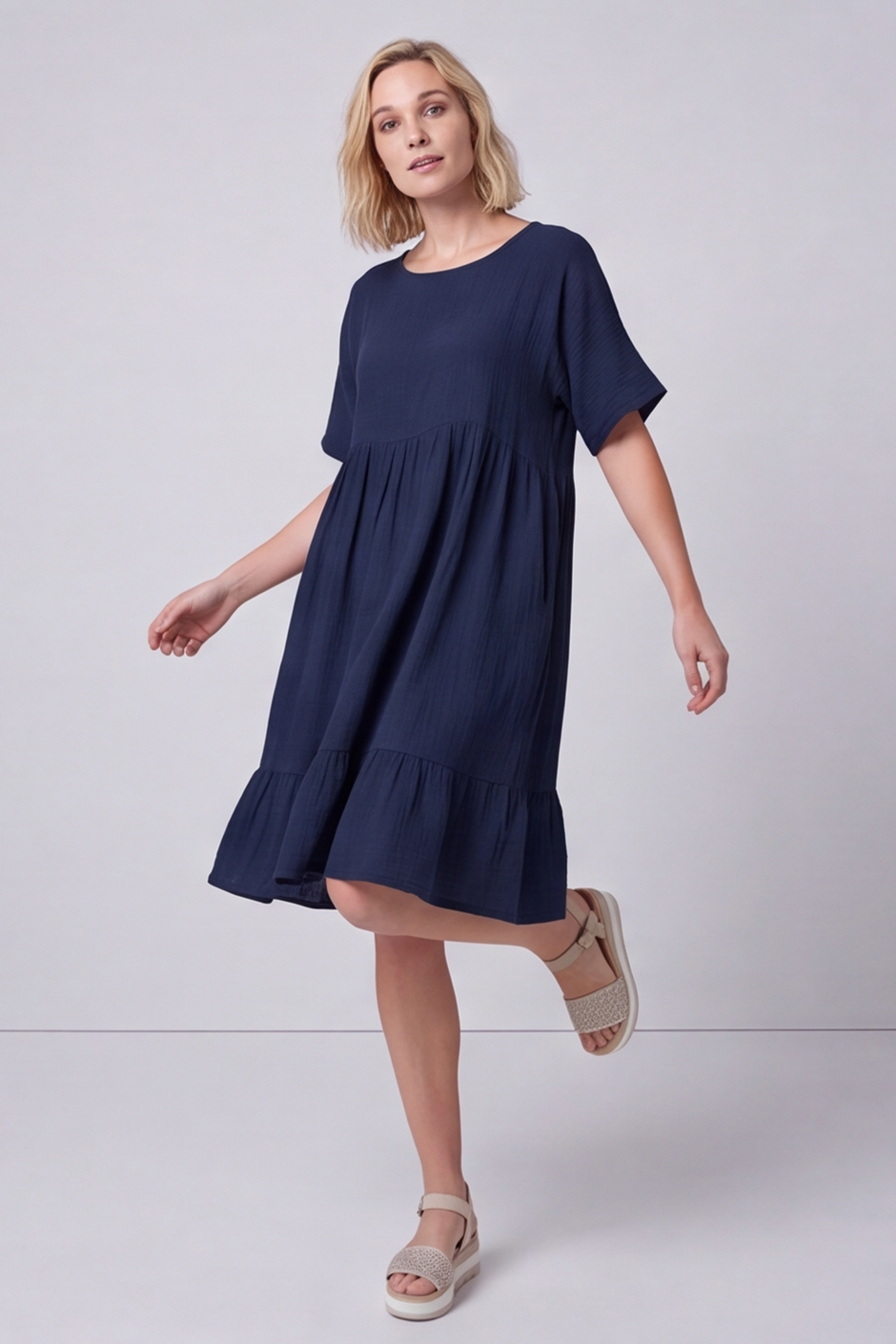 Anya Cotton Dress Navy