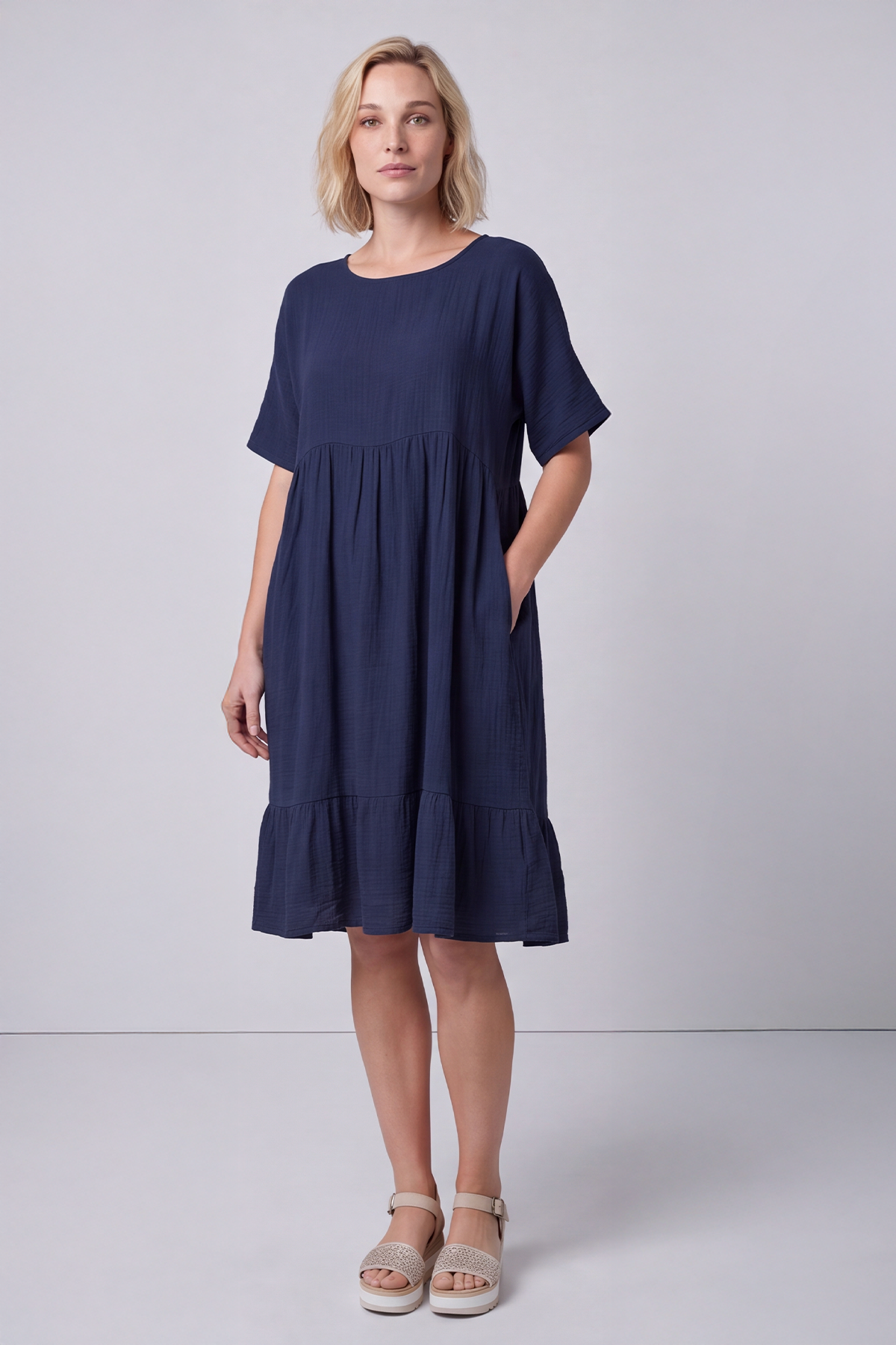 Anya Cotton Pocket Dress Navy